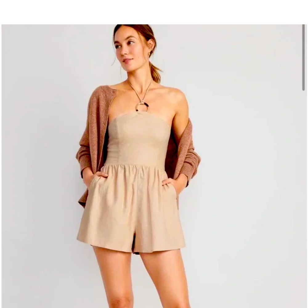 NWT OLD NAVY Linen Blend O-ring romper | Large